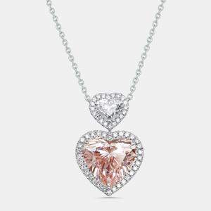 Pre Owned 9 cts Heart, Round Lab Grown Diamonds 18k White Gold Necklace