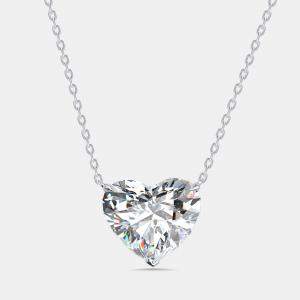 Pre Owned 9 cts Heart Lab Grown Diamonds 18k White Gold Necklace