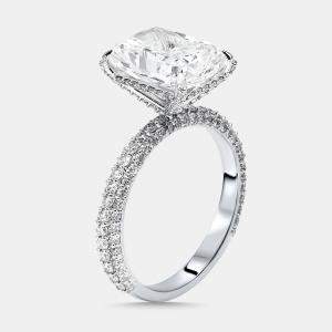 Pre Owned 4.9 cts Radiant, Round Lab Grown Diamonds 18k White Gold Ring Size 51