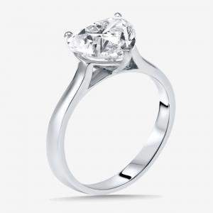 Pre Owned 1.7 cts Heart Lab Grown Diamonds 18k White Gold Ring Size 52
