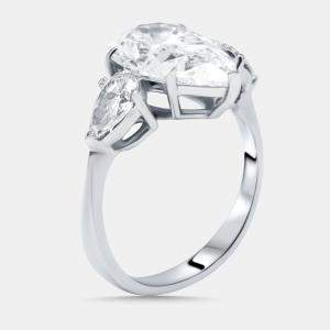 Pre Owned 8 cts Pear Lab Grown Diamonds 18k White Gold Ring Size 52