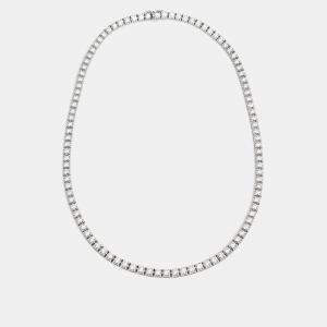 Elegant Diamond 12.75 cts 18k White Gold Tennis Necklace