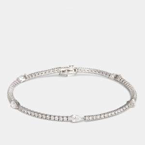 18k White Gold Pear Shape and Round Diamonds 2.62 cts Elegant Tennis Bracelet 