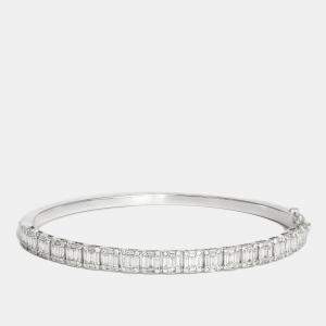 Classy Baguette and Round Diamonds 1.67 ct 18k White Gold Bracelet 16.5