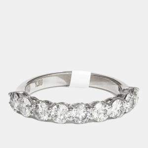 Elegant Round Diamond 1.55 cts 18k White Gold Half Eternity Ring Size 54