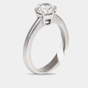 Solitare Diamond 1.02 ct 18k White Gold Wedding Ring Size 46