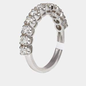 Classic Round Diamond 0.87 ct 18k White Gold Half Eternity Wedding Ring Size 54