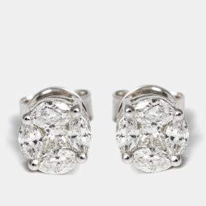 18k White Diamond 0.72 cts Gold Stud Earrings