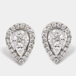 Drop Shape Diamonds 0.61 ct 18k White Gold Stud Earrings