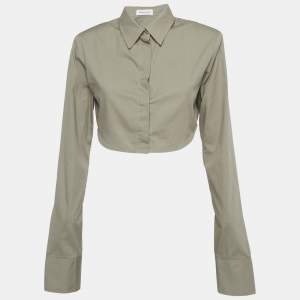 Pre Owned The Frankie Shop Olive Green Cotton Uma Crop Top S