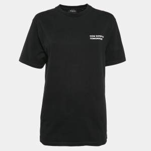 The Kooples Black Printed Cotton Jersey Crew Neck T-Shirt M