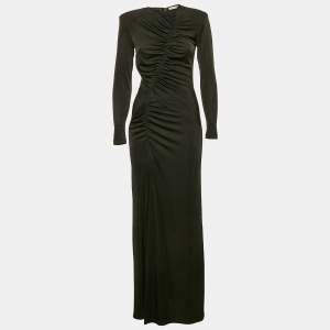 Pre Owned The New Arrivals By Ilkyaz Ozel Black Lurex Jersey Ruche Maxi Dress S