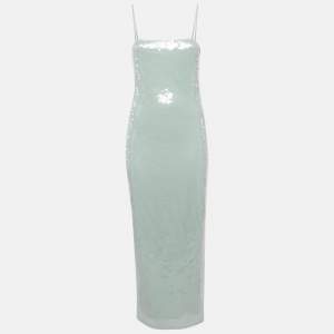 Pre Owned The Robe Blue Sequin Midi Slip Dress M