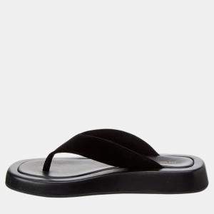 The Row Black velvet sandals