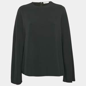The Row Black Crepe Long Sleeve Loose Fit Blouse M