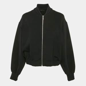 The Row Black Jersey Zip-Up Bomber Jacket XS
