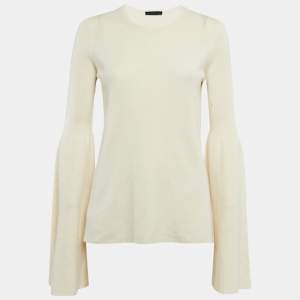 The Row Cream Cashmere and Silk Full Sleeve Sweater M