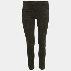 Pre Owned The Row Olive Green Suede Trousers S 
