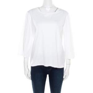 The Row White Cotton Jersey Bell Sleeve T-Shirt M