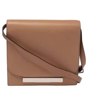 The Row Beige Leather Classic Flap Crossbody Bag