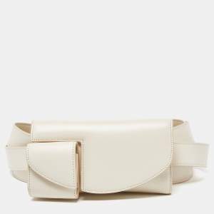 The Row Ivory Leather Horizontal Belt Bag