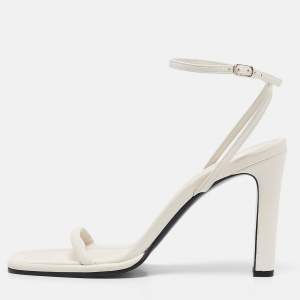 The Row White Leather Ankle Strap Sandals Size 40