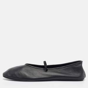 The Row Black Leather Elastic Ballet Flats Size 40.5