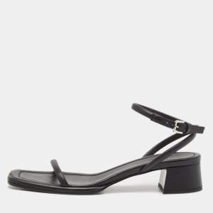 The Row Black Leather Ankle Strap Sandals Size 37