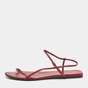 The Row Red Leather Bare Flat Sandals Size 37.5