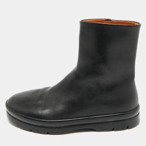 The Row Black Leather Boris Ankle Boots Size 38.5