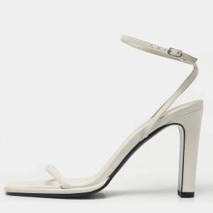 Pre Owned The Row White Leather Kate Ankle Strap Sandals Size 39