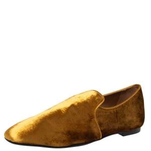 The Row Gold Velvet Smoking Slippers Size 38