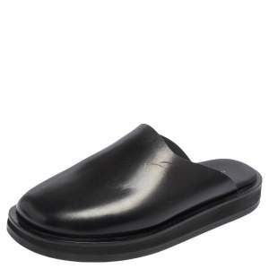The Row Black Leather Sabot Flat Mule Sandals Size 37