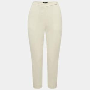 Pre Owned Theory Rice White Admiral Crepe High Waist Slim Fit Cropped Trousers S