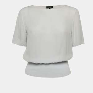 Theory Light Blue Silk Half Sleeve Blouse S