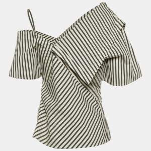 Theory Grey/White Cotton Bryson Foldover Top M