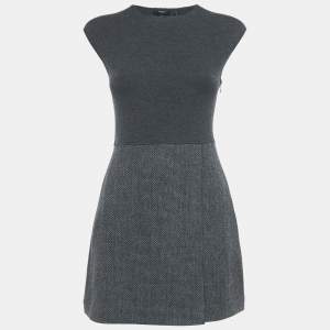 Theory Grey Wool Jersey and Jute Mini Dress XS