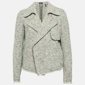 Theory Grey Tweed Open Front Jacket M