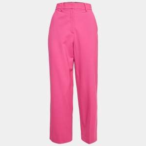 Theory Pink Wool Straight Leg Trousers S