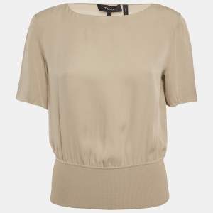 Pre Owned Theory Sage Green Crepe Top S