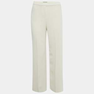Pre Owned Theory Cream Crepe Straight Leg Trousers XS