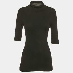 Pre Owned Theory Black Rib Knit Mock Neck Pullover M