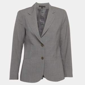 Pre Owned Theory Grey Wool Blend Single Breasted Blazer M
