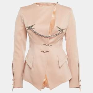 مملوكة مسبقًا Thierry Mugler x H&M Pink Gabardine Metal Detail Blazer S