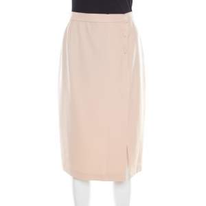Thierry Mugler Beige Wool Pencil Midi Skirt S