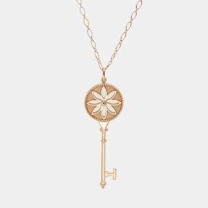 Pre Owned Tiffany & Co. Daisy Key Diamond 18K Rose Gold Long Pendant Necklace