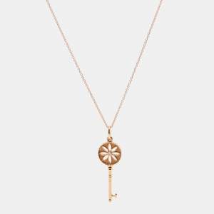 Pre Owned Tiffany & Co. Daisy Key Diamond 18K Rose Gold Pendant Necklace