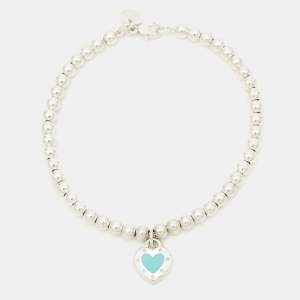 Pre Owned Tiffany & Co. Return To Tiffany Love Enamel Sterling Silver Bead Bracelet