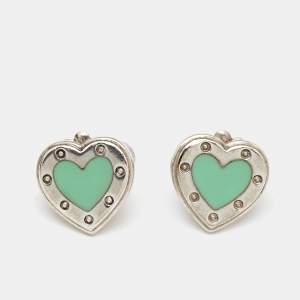 Tiffany & Co. Love Tiffany Blue® Enamle Heart Sterling Silver Stud Earrings