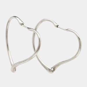 Tiffany & Co. Open Heart Sterling Silver Hoop Earrings